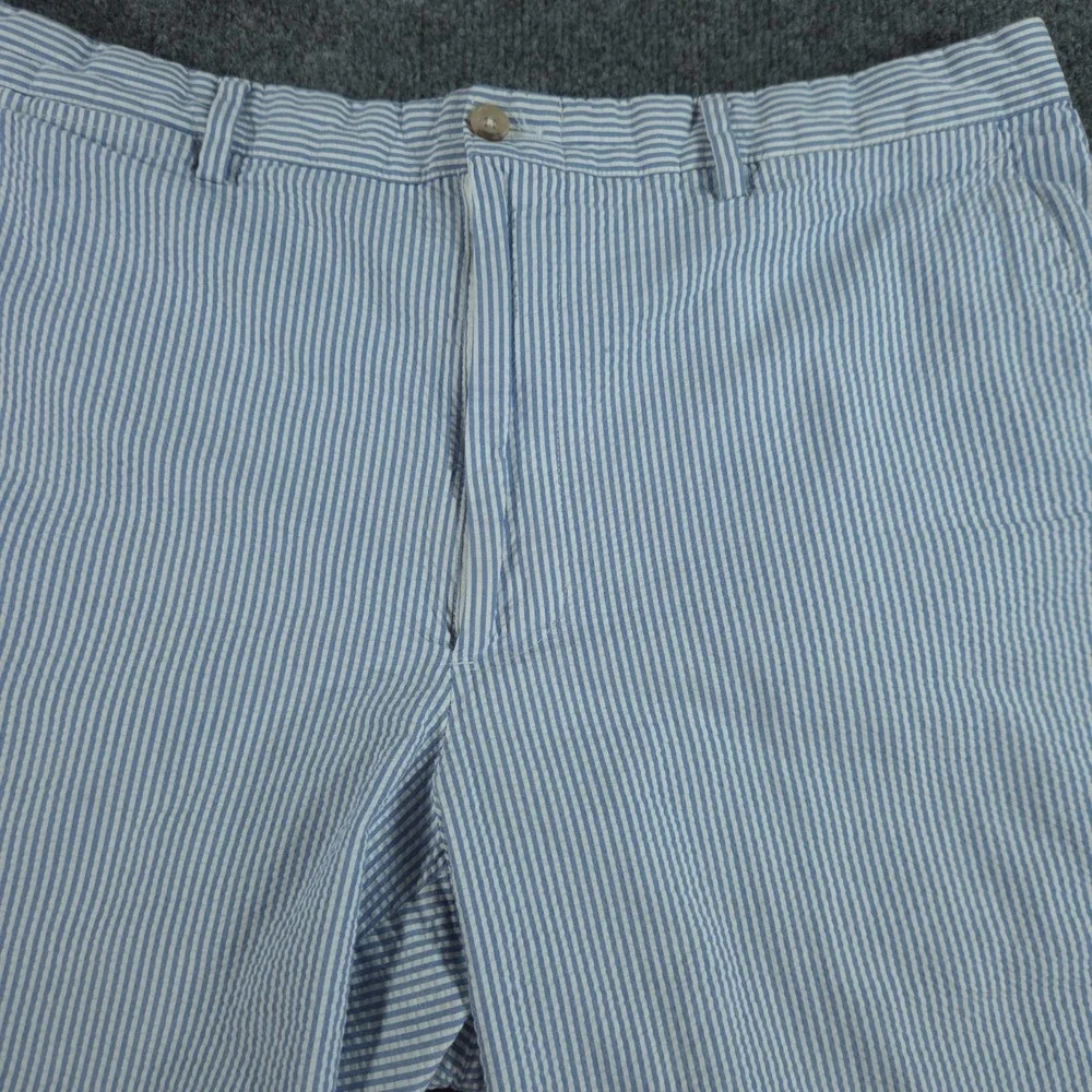 Polo Ralph Lauren Men's 34 Blue Striped Seersucker Chino Shorts Flat Front